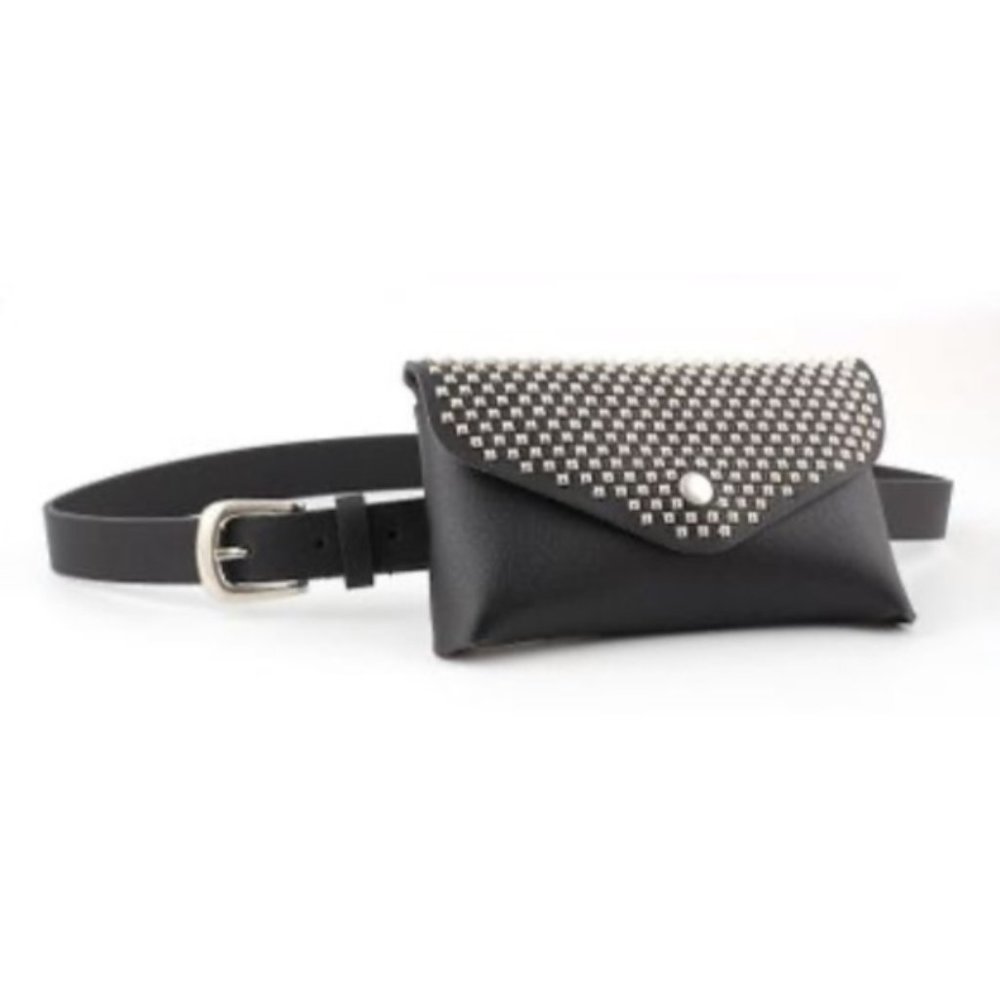 Black Studded Belt Bag Fanny Bag - Picture 1 of 6
